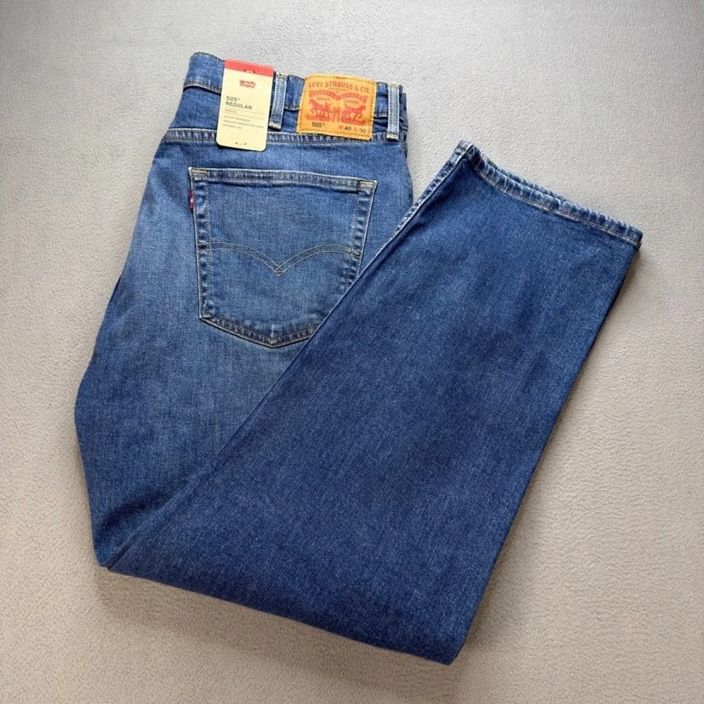 Levis 505 Regular Fit Straight Leg Jeans Men 40x30 (FIt 40x29) Blue Denim Casual